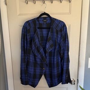 Torrid Blue and Black Plaid Blazer